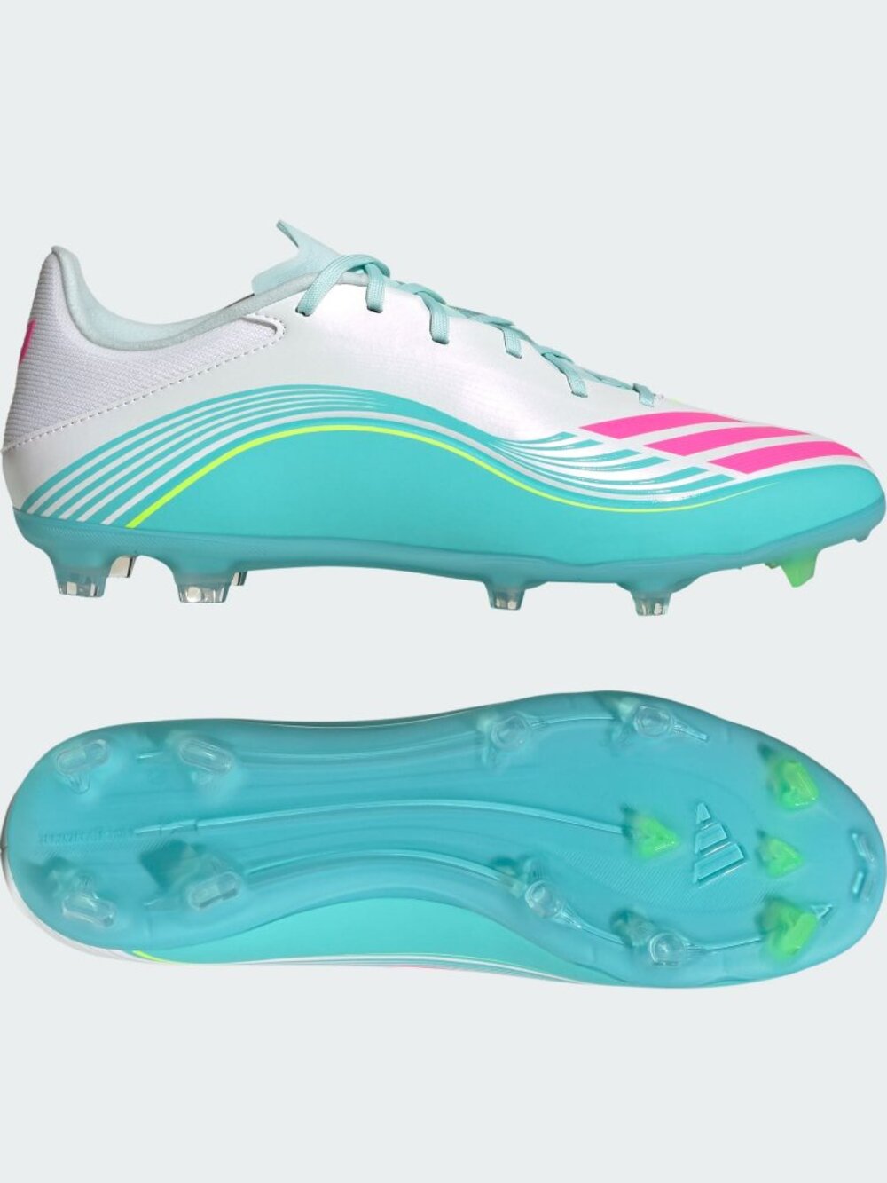 Adidas F50 Messi Pro FG Soccer Cleats White Flash Aqua Pink JQ0932 Sz 12